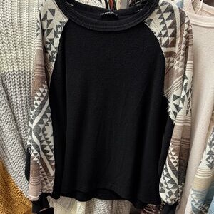 Geometric Patterned Black Sweater